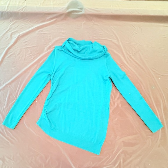 Etcetera by Blue/Green Asymmetrical Cowl Neck Sweater Size M/L - Picture 3 of 7